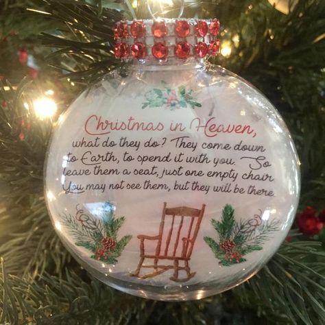 Christmas In Heaven Diy, Framed Memories, Memory Ornaments, Christmas In Heaven Ornament, Heaven Ornament, Ornament Memorial, Memory Items, Christmas In, Floating Ornaments