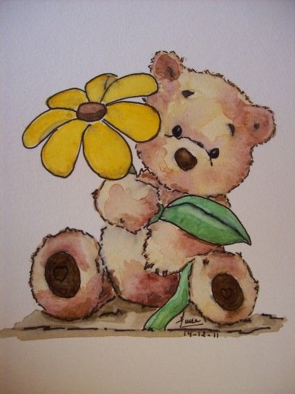 Teddy Bear Aesthetic Drawing, Imprimibles Hot Wheels, Teddy Bear Drawing, Tree Drawings Pencil, Whimsical Art Paintings, Bunny Watercolor, Watercolor Paintings Nature, Bear Paintings, Canvas Art Projects