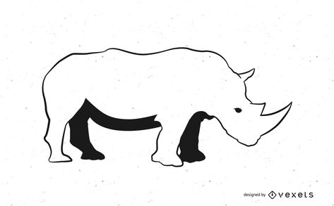 Rhino Animal, Line Art Black, Black And White Line Art, White Rhino, White Line Art, Black And White Lines, White Line, Art Template, Educational Projects