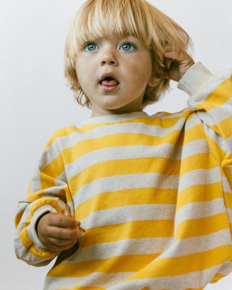 Little Goldie jumper 🍯 Timor Leste, Boys Fashion, Cuff Detail, Blue And Orange, Yellow Stripes, Caicos Islands, Papua New Guinea, Equatorial Guinea, Turks And Caicos Islands