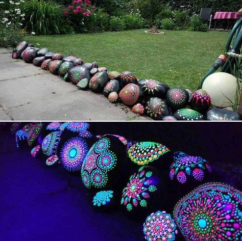 Glow In Dark Paint, Free Craft Supplies, Painted Garden Rocks, نباتات منزلية, Rock Garden Design, Rock Garden Landscaping, Mandala Rocks, I Don't Always, Garden Yard Ideas