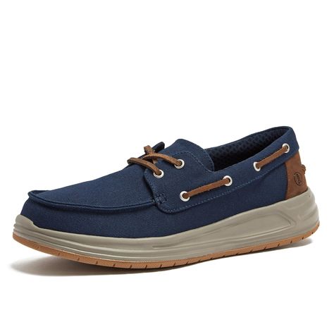 PRICES MAY VARY. MEN'S BOAT SHOES - For the warm months ahead, these are your go-to mens summer shoes that will take you from day to night and all season long. Sportier than loafers, they are designed to be a classic boat shoe with an athletic bottom like sneakers. WATER RESISTANT CANVAS SHOES FOR MEN - The upper is treated to repel water and dry fast, and the leather laces ensure a snug and secure fit, making these ideal mens beach shoes. Perfect for walks on the boardwalk and strolls around to Boat Shoes Outfit, Mens Boat Shoes, Blue Boat Shoes, Mens Beach Shoes, Dress Up Shoes, Canvas Boat Shoes, Mens Beach, Mens Summer Shoes, Classic Boat