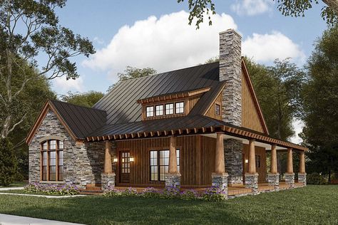 2-Story 3-Bedroom Country Mountain House with Vaulted Ceiling and Optional Garage (House Plan) Casas Country, Rustic House Plans, Mountain House Plans, Cabin House Plans, Inspire Me Home Decor, Log Cabin Homes, Wrap Around Porch, Small Cabin, Cabin Style