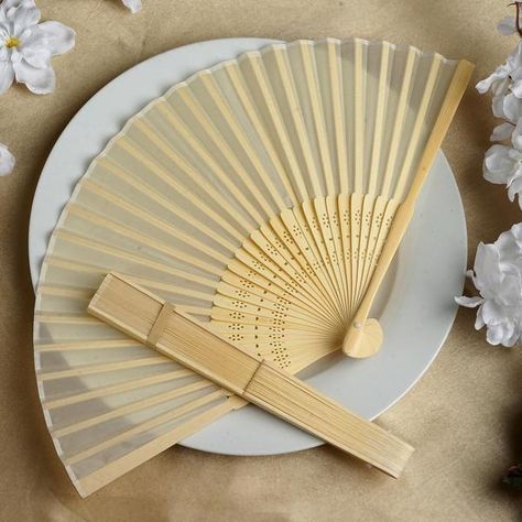 Keep your guests cool during the wedding with our Asian Silk Folding Fans at efavormart.com. Wholesale rates of unique party favors and decorations under one roof. Fan Wedding Favors, Honey Wedding Favors, Hand Fans For Wedding, Folding Fans, Creative Wedding Favors, Inexpensive Wedding Favors, Key Bottle Opener, Wedding Favors And Gifts, Cheap Favors