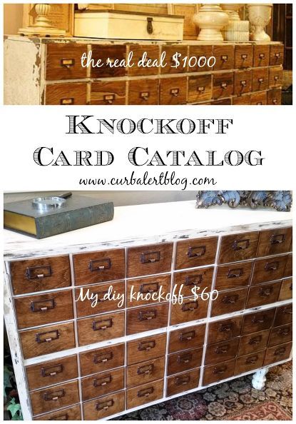 diy knockoff card catalog with a surprise, diy, how to, painted furniture, repurposing upcycling, storage ideas Card Catalog Cabinet, Library Card Catalog, English Decor, Card Catalog, Library Card, Ballard Designs, Redo Furniture, Repurposed Furniture, Upcycled Furniture