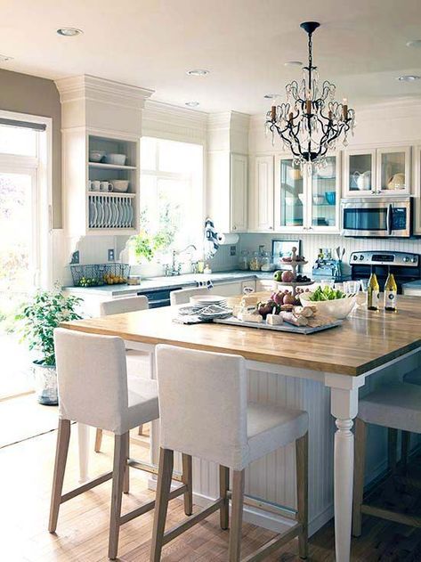 Beautiful kitchen Island Tables, Kitchen Island Table, Casa Country, Gather Round, Kitchen Island With Seating, Bright Kitchens, Island With Seating, Kitchen Redo, Trendy Kitchen