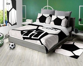 Boys Soccer Bedroom, Soccer Themed Bedroom, Soccer Bedding, Soccer Bedroom, Soccer Room, Football Rooms, Football Bedroom, Sport Theme, Sport Bedroom