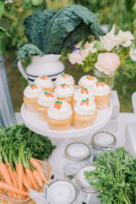 A Peter Rabbit 1st Birthday Party for Blake! - Monika Hibbs Easter Event Ideas, Garden Baby Shower Ideas, Rabbit Cupcakes, Rabbit Theme Party, Easter Themed Birthday Party, Peter Rabbit 1st Birthday, Peter Rabbit Theme Party, Monika Hibbs, Baby Shower Ideas For Boys