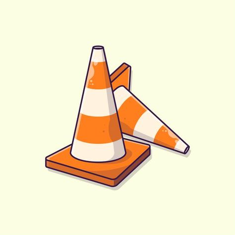 Vector Style Illustration, Traffic Cone Drawing, Traffic Drawing, Construction Graphic Design, Traffic Cone Art, Street Doodle, Street Cone, Traffic Illustration, Construction Aesthetic