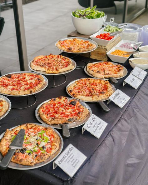 We bring the pizza to YOU!🔥 Inquire today about having King of Fire cater your next event.🍕 Wedding Pizza Catering, Food To Have At A Wedding, Displaying Pizza At A Party, Pizza Cocktail Hour, Catered Birthday Party, Pizza Buffet Wedding Food Stations, Pizza Catered Wedding, Boho Wedding Pizza Bar, Pizza Stands Wedding