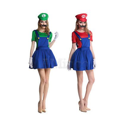 Unisex Kids Mens Super Mario Cosplay Costumes Luigi Brother Cosplay Womens Dress | eBay Mario Costume Women, Super Mario Cosplay, Kids Deadpool Costume, Mario Dress, Halloween Female, Partner Halloween Costumes, Super Mario Costumes, Mario Cosplay, Halloween Costumes Party