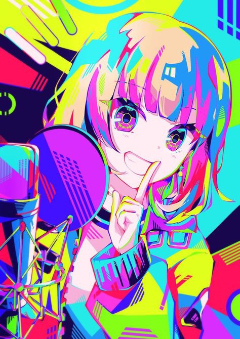 Colorful Art Anime, Hyperpop Art Anime, Animated Digital Art, Hyperpop Art Style, Pop Anime Art, Colorful Art Style, Hyper Pop Aesthetic, Hyper Pop Art, Hyperpop Fashion