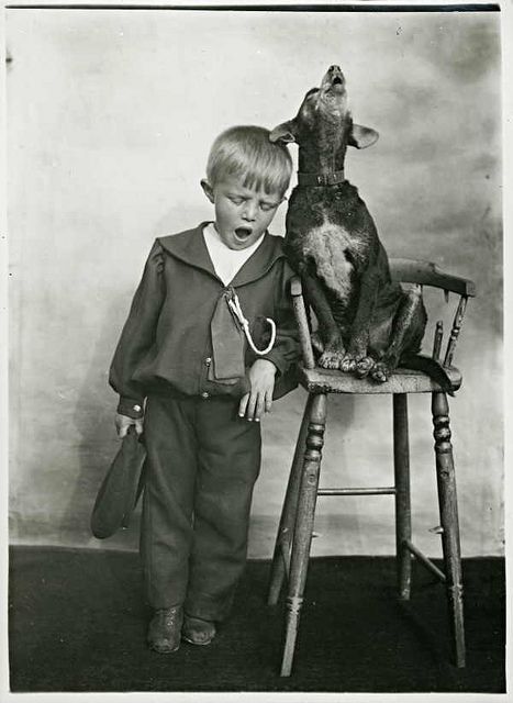 Small boy with a pet dog singing in unison by State Library of Victoria Collections, via Flickr Vintage Foto's, Vintage Children Photos, Antique Pictures, Love My Dog, Smiling Dogs, Boy Poses, Appaloosa, Old Dogs, Vintage Dog