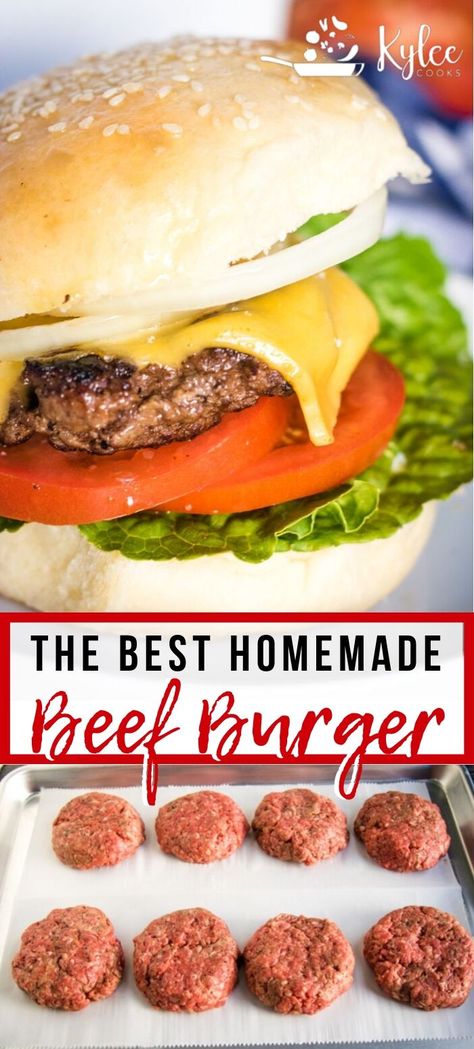 Hamberburger Patty Recipes, Burgers Homemade, Beef Burger Recipe, Homemade Beef Burgers, Classic Hamburger, Best Homemade Burgers, Yung Beef, Homemade Burger Recipe, Hamburger Recipes Patty