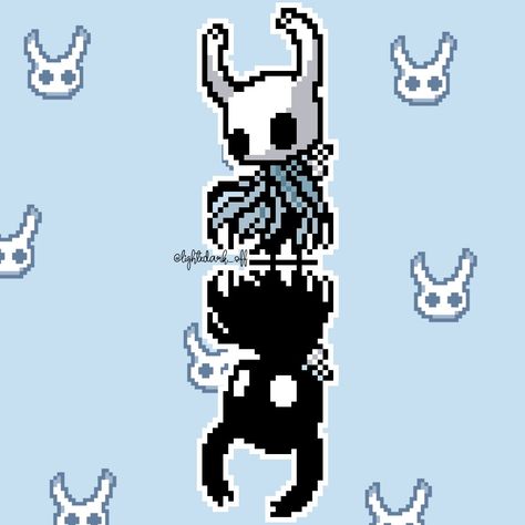 Hollow Knight Perler Beads, Hollow Knight Cross Stitch, Funny Pixel Art, Geeky Cross Stitch Patterns, Geeky Cross Stitch, Easy Perler Beads Ideas, Pixel Art Tutorial, Perler Crafts, Tapestry Crochet Patterns