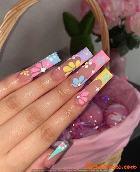 Easter Nails Design Spring, Gel Paint, Easter Nail Designs, Acrylic Toe Nails, Spring Acrylic Nails, Long Acrylic Nail Designs, Butterfly Nail Art, Summery Nails, Design Box