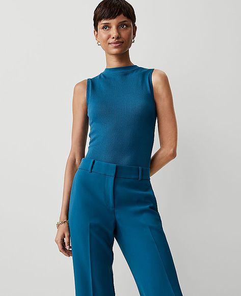 Styled seamlessly for a sleek, body-hugging fit – and endlessly versatile worn alone or layered – our modern seamless collection is an irresistible must-have. Mock neck. Sleeveless.,Hit:Hits at hip,Imported:Imported,Fit:Soft & stretchy fit,Length:23" long,Fabrication:93% Nylon, 7% Spandex,Garment Care:Machine Washable Seamless Mock Neck Tank Top by Ann Taylor Size regular - XL/ XXL Underwater Teal Women's Mockneck, Sleeveless, Knits, Tops, 93%, Nylon, 7%, Spandex, Machine, Washable Slim Fit Top Outfit, Soft Dramatic Athleisure, Flamboyant Gamine Style, Flamboyant Gamine, Mock Neck Tank Top, Gamine Style, Elevated Casual, Mock Neck Tank, Sleeveless Shirts