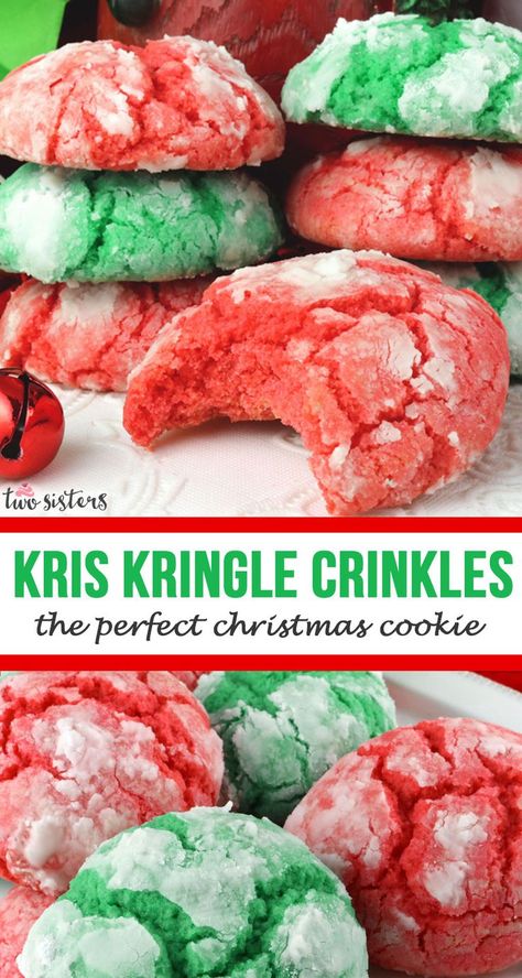 Christmas Cookies Recipe, Crinkle Cookies Recipe, Christmas Cookie Recipe, Christmas Cookie Exchange, Kris Kringle, Crinkle Cookies, Xmas Cookies, Christmas Snacks, Christmas Cooking