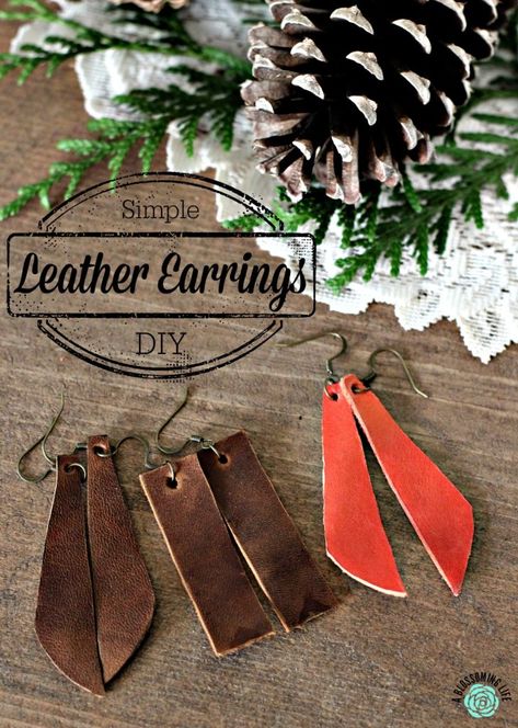 Simple Leather Earrings DIY #ablossominglife #DIY #homemadeearrings Leather Earrings Diy, Diy Leather Earrings, Homemade Earrings, Diamond Fashion Jewelry, Diy Jewelry Inspiration, Leather Diy Crafts, Simple Leather, Sea Glass Earrings, The Shift