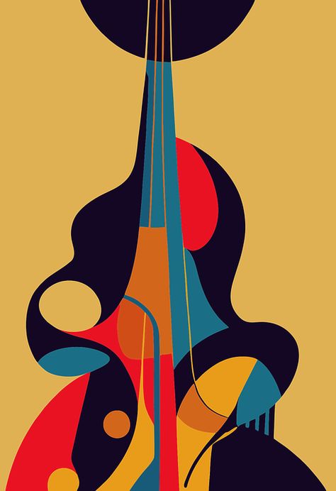 Music Art Abstract, Jazz Poster Illustrations, Jazz Graphic Design, Art Inspired By Music, Jazz Artwork, Violin Poster, Jazz Music Art, Music Graphic Design, Jazz Logo