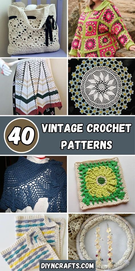 40 Vintage Crochet Patterns Vintage Crochet Projects, Crochet Patterns Vintage, Free Vintage Crochet Patterns, Vintage Crochet Patterns Free, 60s Crochet, Pillow Cover Crochet Pattern, Crochet Baby Bibs, Crochet Bandana, Vintage Needlework