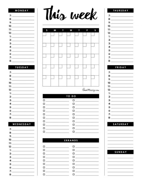 Journal Printables Templates, Kalender Design, Weekly Planner Free, To Do Planner, Office Organization At Work, Week Planner, طابع بريدي, To Do Lists Printable, Weekly Planner Template