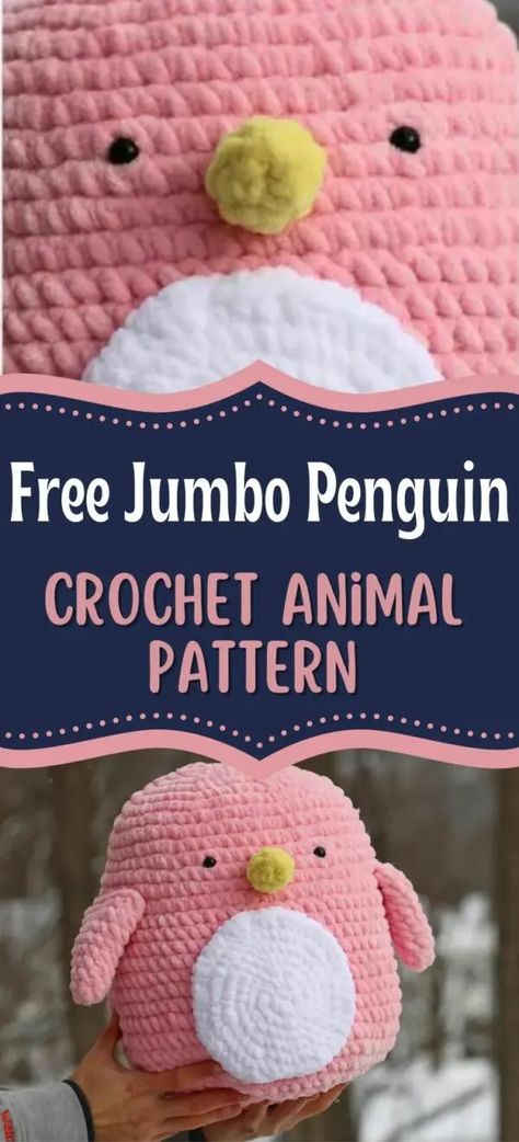 This giant free crochet animal pattern will help you make a cute and jumbo amigurumi Penguin with velvet yarn. This easy crochet stuffed animal tutorial can be used to make baby toys, crochet stuffies or can be used as a pillow. Jumbo Amigurumi, Animal Tutorial, Crochet Stuffies, Crochet Penguin, Easy Crochet Animals, Velvet Yarn, Toys Crochet, Crochet Animals Free Patterns, Crochet Design Pattern