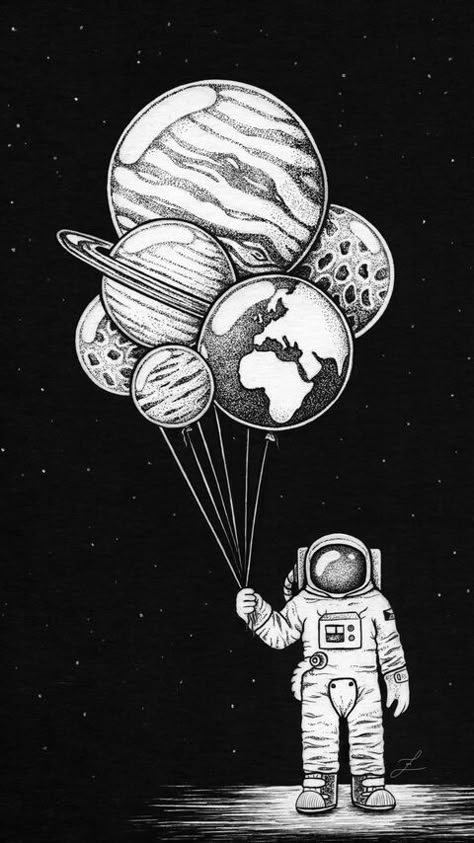 Galaxy Drawings, Astronaut Drawing, Space Doodles, Astronaut Illustration, Planet Drawing, Space Drawings, Astronaut Wallpaper, Arte Alien, Astronaut Art