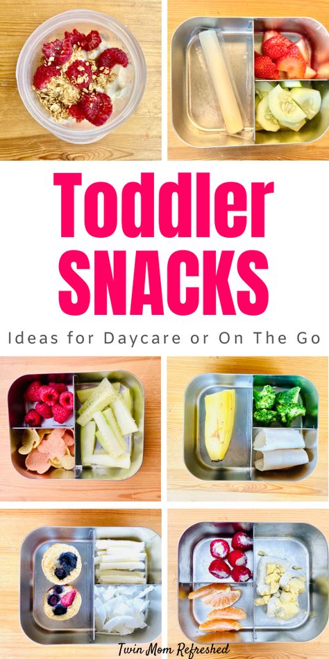 Healthy snack ideas for 1 year olds, 2 year olds, and preschool kids for daycare, home, or on-the-go.  Simple and easy food ideas to pack in containers. Snack Ideas For 1 Year, Toddler Travel Snacks, Snacks For One Year Olds, Toddler Smoothie Recipes, Healthy Snacks For Toddlers, Snacks For Toddlers, Toddler Menu, Easy Lunches For Kids, Toddler Smoothies