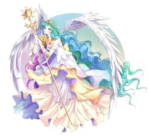 Celestia Fanart, Putri Celestia, Celestia Human, Beautiful Wings, Celestia And Luna, My Little Pony Princess, Book Cover Illustration, Mlp Fan Art, Cover Illustration