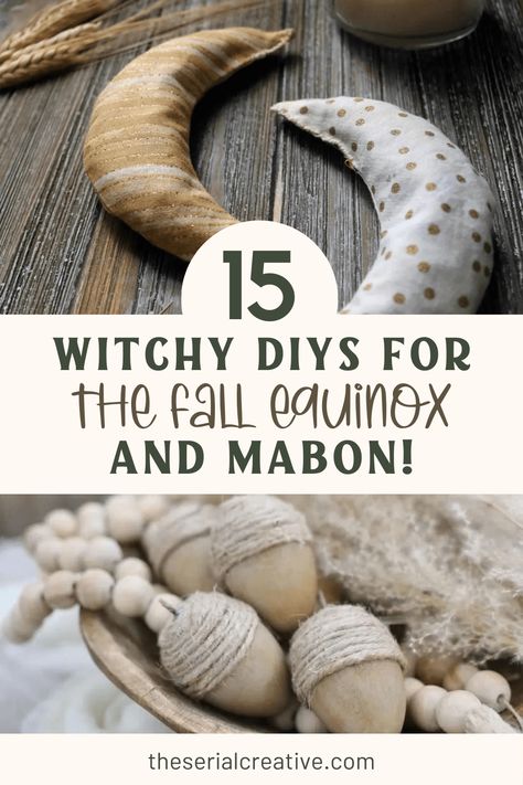 15 Witchy Fall Equinox and Mabon DIY Projects to Celebrate the Change of Season - The Serial Creative Fall Equinox Altar, Fall Witch Crafts, Fall Witchy Decor, Mabon Crafts Witches, Nature Diy Projects, Fall Witchy Crafts, Pagan Halloween Decorations, Mabon Crafts Diy, Mabon Activities For Kids