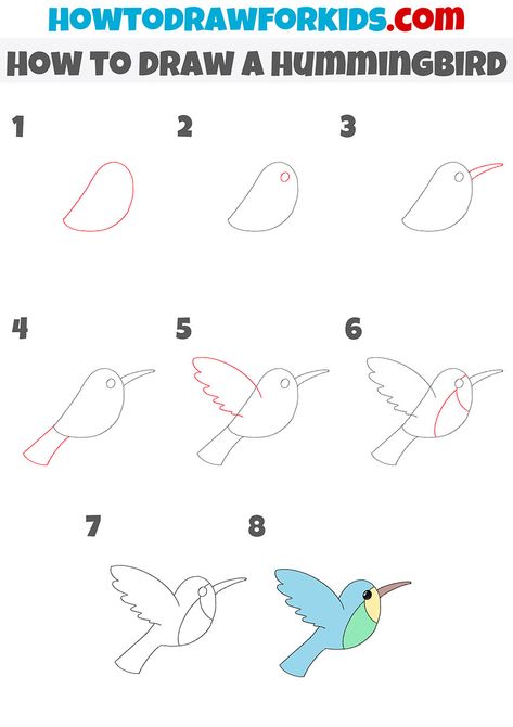 Easy To Draw Hummingbird, How To Draw A Hummingbird Easy, How To Draw Hummingbird, Hummingbird Drawing Simple Step By Step, Bird Drawings Easy Step By Step, Cute Hummingbird Drawing, How To Draw A Hummingbird, How To Draw Birds Easy, How To Draw A Bird Step By Step