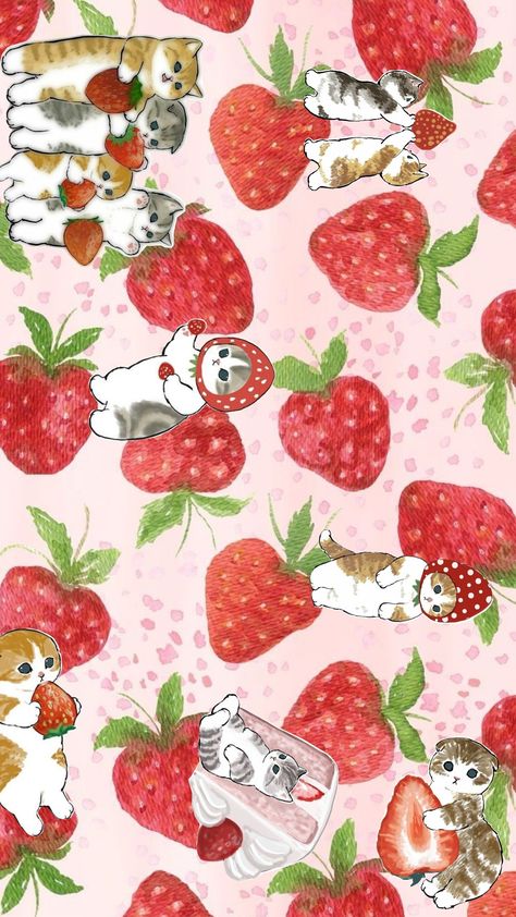 #cats #gatos #fresas #aestethic Iphone Wallpaper App, Cute Paintings, Pop Art Wallpaper, Collage Background, Iphone Wallpaper Photos, Cute Patterns Wallpaper, Painting Wallpaper, Homescreen Wallpaper, Summer Wallpaper