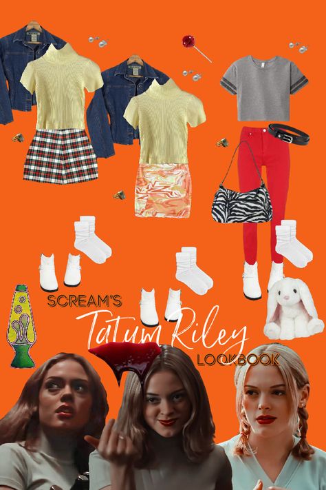 Tatum Halloween Costume Scream, Amber Scream Outfits, Tatum Riley Halloween Costume, Tatum Scream Outfit, 1996 Fashion Outfits, Tatum Scream Costume, Tatum Riley Costume, Sydney Scream Costume, Tatum Riley Outfits