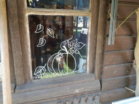 Fall Window Painting, Fall Window Decorations, Painted Window Art, Window Markers, Fall Windows, Halloween Window Decorations, Window Mural, Window Drawing, Idee Cricut