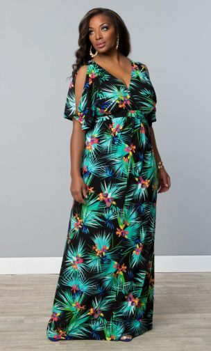 Make It Yourself: Maxi Dresses May 18, 2015 by Mary Danielson Perry Chiffon Styles, Cold Shoulder Maxi Dress, Plus Size Maxi, Tropical Palm, Latest African Fashion Dresses, African Print Fashion, Palm Print, Plus Size Maxi Dresses, Plus Size Womens Clothing