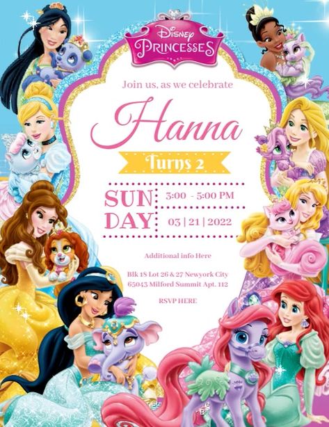 2,410+ kids birthday invitation Customizable Design Templates | PosterMyWall Disney Princess Invitations Template, Disney Princess Birthday Invitations, Disney Princess Invitations, Disney Princess Birthday Party, Kids Birthday Invitation, Princess Birthday Invitations, Princess Invitations, Invert Colors, Disney Princess Birthday