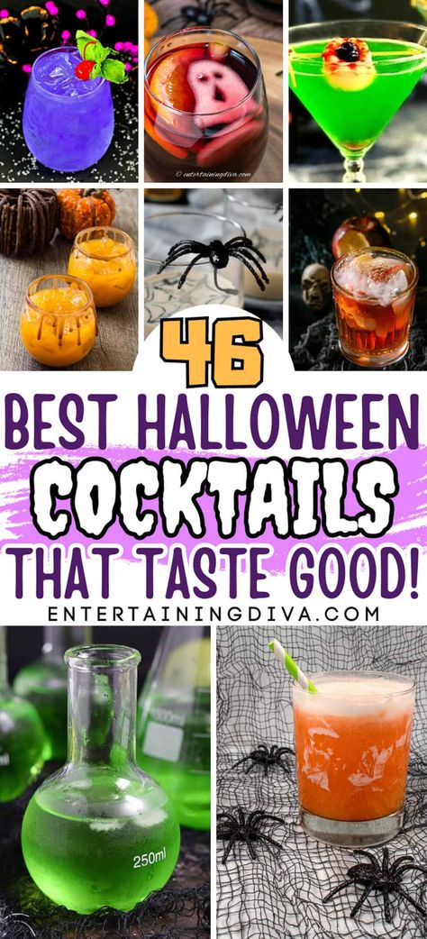 46 Best Halloween Cocktails That Taste Good | Halloween Recipes Halloween Martini, Spooky Cocktails, Pasteles Halloween, Läskig Halloween, Soirée Halloween, Halloween Cocktail, Jello Shot, Best Cocktail Recipes, Festive Cocktails