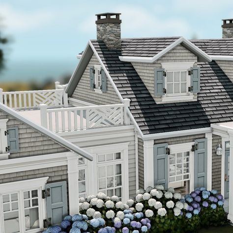 Amelie / #pixelglam Sims Hamptons House, Coastal Sims House, Amelie Sims 4, Sims 4 Costal House, Sims Coastal House, Amelie House, Sims 4 Hamptons House, Sims 4 Hamptons, Sims 4 Coastal House