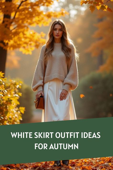 White Skirt Outfit Ideas for Autumn White Boots Outfit Skirt, Fall White Skirt Outfits, Winter White Skirt Outfit, White Maxi Skirt Outfit Winter, White Ruffle Skirt Outfit, Ruffled Skirt Outfit, White Skirt Outfit Ideas, Outfit Ideas For Autumn, Winter Maxi Skirt Outfit