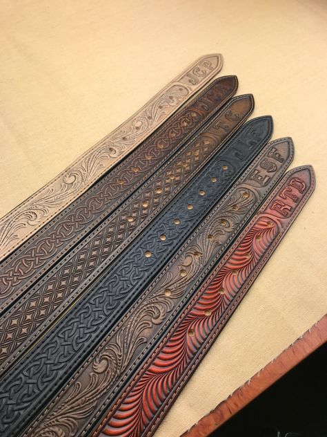 Leather Belt Designs For Men, Mens Tooled Leather Belts, Custom Leather Belt, Leather Belt Designs, Leather Belt Patterns, Leather Tooled Belts, Tooled Belts, Motorcycle Bags, Leather Tool Belt