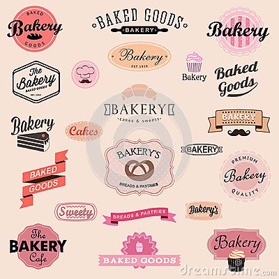 Set of vintage bakery badges and labels Bakery Labels, Ideas Para Logos, Bakery Names, 보고서 디자인, Vintage Bakery, Logos Vintage, Cute Bakery, Baking Logo, Vintage Logos