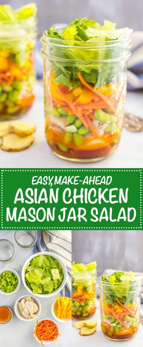 Chicken Mason Jar Salad, Homeschool Lunches, Mason Jar Lunch, Soy Dressing, Salad Jar Recipe, Rotisserie Chicken Salad, Jar Meals, Jar Salads, Jar Salad