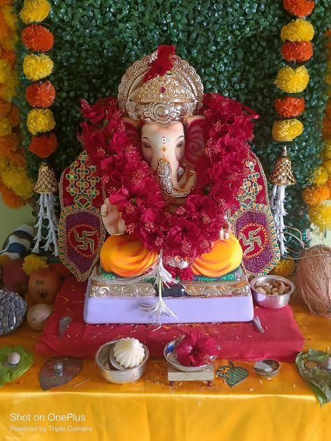 Ganpati Decoration at home Ganpati Decoration At Home, Bappa Morya, Ganpati Decoration, Ganpati Bappa, Indore, At Home