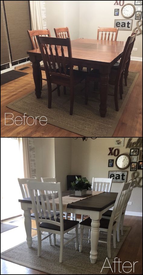 Dining Room Table Makeover, Painted Kitchen Tables, Diy Dining Room Table, Dining Table Makeover, Diy Kitchen Table, Kitchen Table Makeover, Diy Dining Room, Farmhouse Kitchen Tables, Diy Dining Table