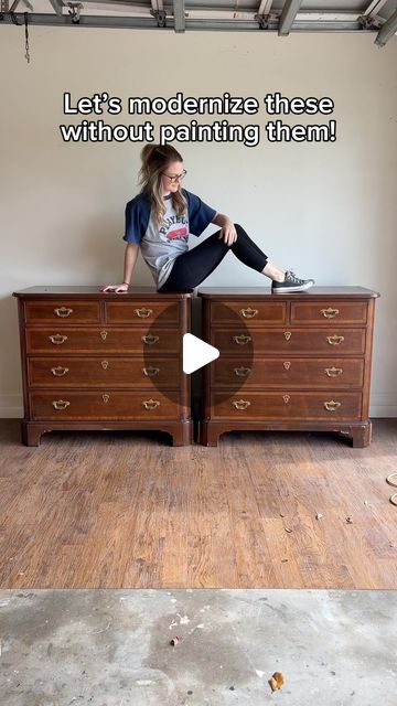 Erin Shuford • DIY Furniture Flips • MCM Refinishing on Instagram: "Comment the word “LINK” for a list of all of the products I used here!  I couldn’t believe I won both of these bachelor’s chests at an auction for only $27. 🤯  After giving them a complete overhaul, they ended up selling within a couple of days for $1,100. Do you think it was worth it?" Shaker Dresser Makeover, Flip Dresser Ideas, Dresser Restoration Ideas, Dresser Cabinet Makeover, Cabinet Makeover Bedroom, Broyhill Dresser Makeover, Night Stand Flipping Ideas, Thomasville Dresser Makeover, Diy Old Furniture Makeover Wood