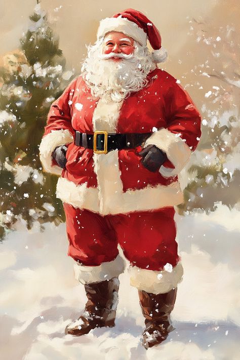 🎅✨ Embrace the magic of the season with Maud Humphrey's charming painting of Santa Claus! Dressed in his iconic red suit against a soft beige backdrop, this artwork captures the warmth and joy of Christmas. Perfect for adding a nostalgic touch to your holiday decor! 🎄❤️ #SantaClaus #ChristmasArt #MaudHumphrey #HolidayDecor #Nostalgia... Cool Santa Claus, Santa Claus Pictures, Beige Backdrop, Santa Claus Images, Bob Ross Paintings, Snowy Landscape, Vibes Art, White Beard, Red Suit