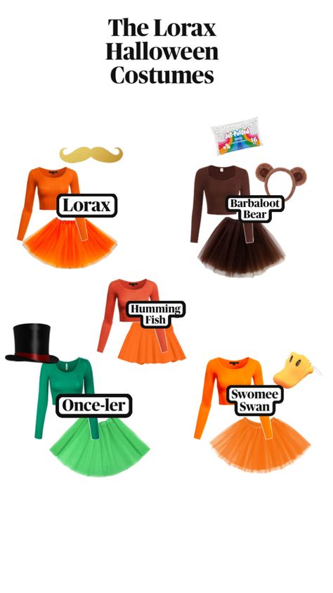 3 Person Costume, Lorax Halloween, 2 Person Halloween Costumes, Lorax Costume, Trio Costumes, Halloween Duos, Classy Halloween Costumes, Matching Halloween Costumes, Trio Halloween Costumes