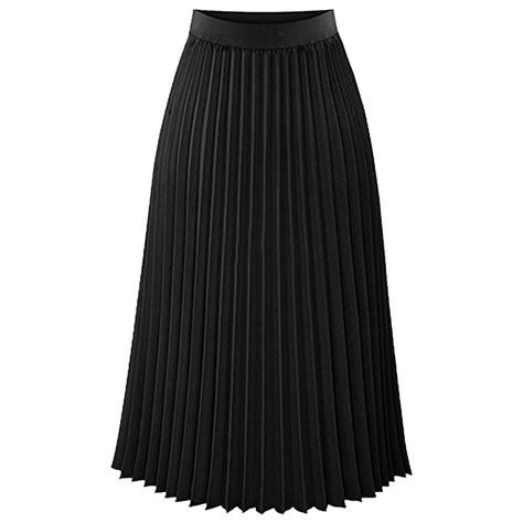 1920s Skirt History TEERFU Womens Ladies Summer Boho Flared Pleated Skirt A-line Midi Skirts $15.99 AT vintagedancer.com 1920s Skirt, Rock Dress, Rok Plisket, Pleated Chiffon Skirt, Elastic Skirt, Mid Calf Skirt, Pleated Long Skirt, Langer Rock, Elastic Waist Skirt