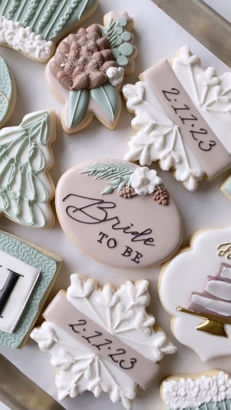 Jess Bakes | custom cookies (@jessbakesforfun) • Instagram photos and videos Snow In Love Cookies, Wedding Christmas Cookies, Winter Bridal Shower Cookies, Christmas Bridal Shower Cookies, Winter Wedding Cookies Decorated, Winter Wedding Cookies, Winter Bridal Shower Ideas, Small Winter Wedding, Wedding Cookies Decorated